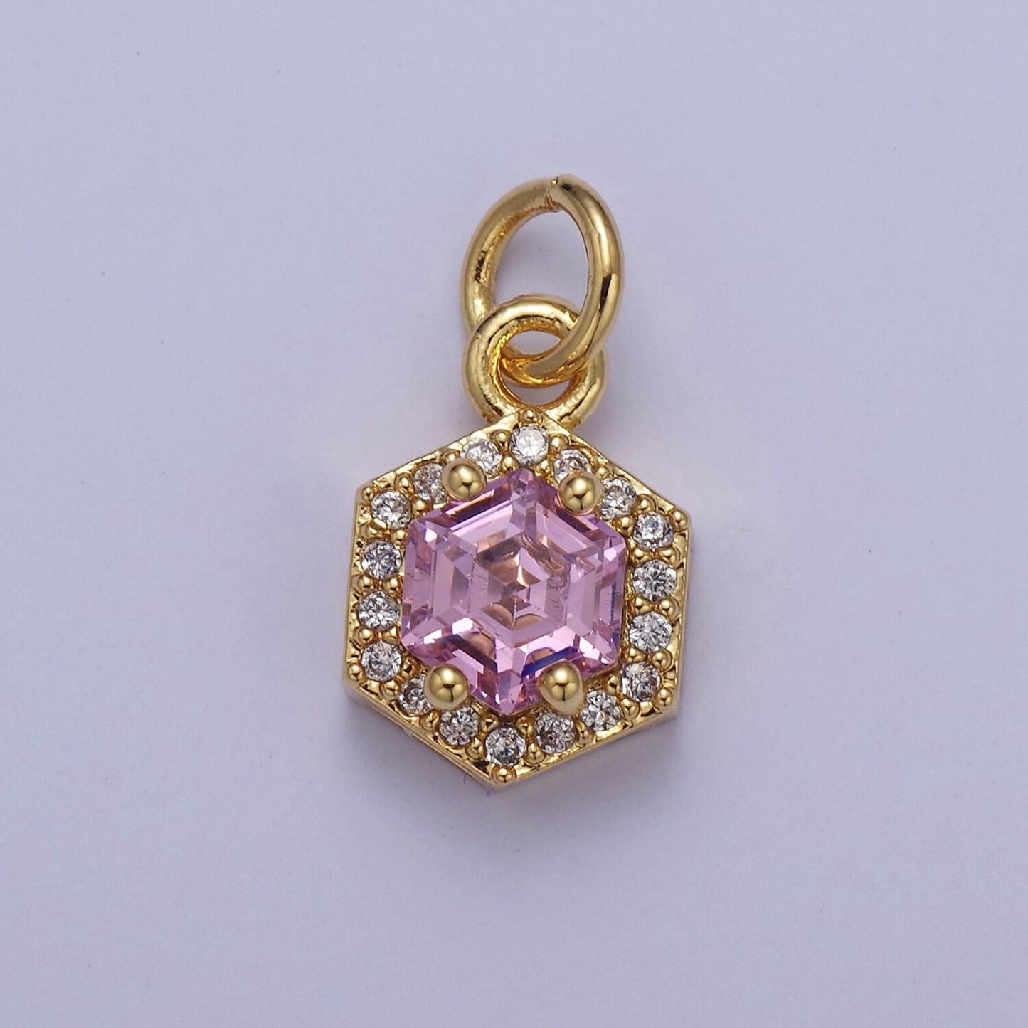 Mini 24k gold filled octagon charm cz micro pave pendant for bracelet necklace e-758 e-759 e-760 e-761 e-762