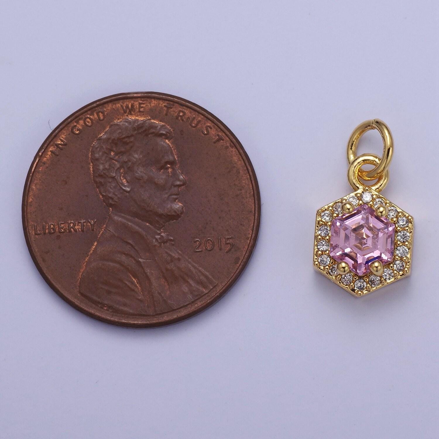 Mini 24k gold filled octagon charm cz micro pave pendant for bracelet necklace e-758 e-759 e-760 e-761 e-762