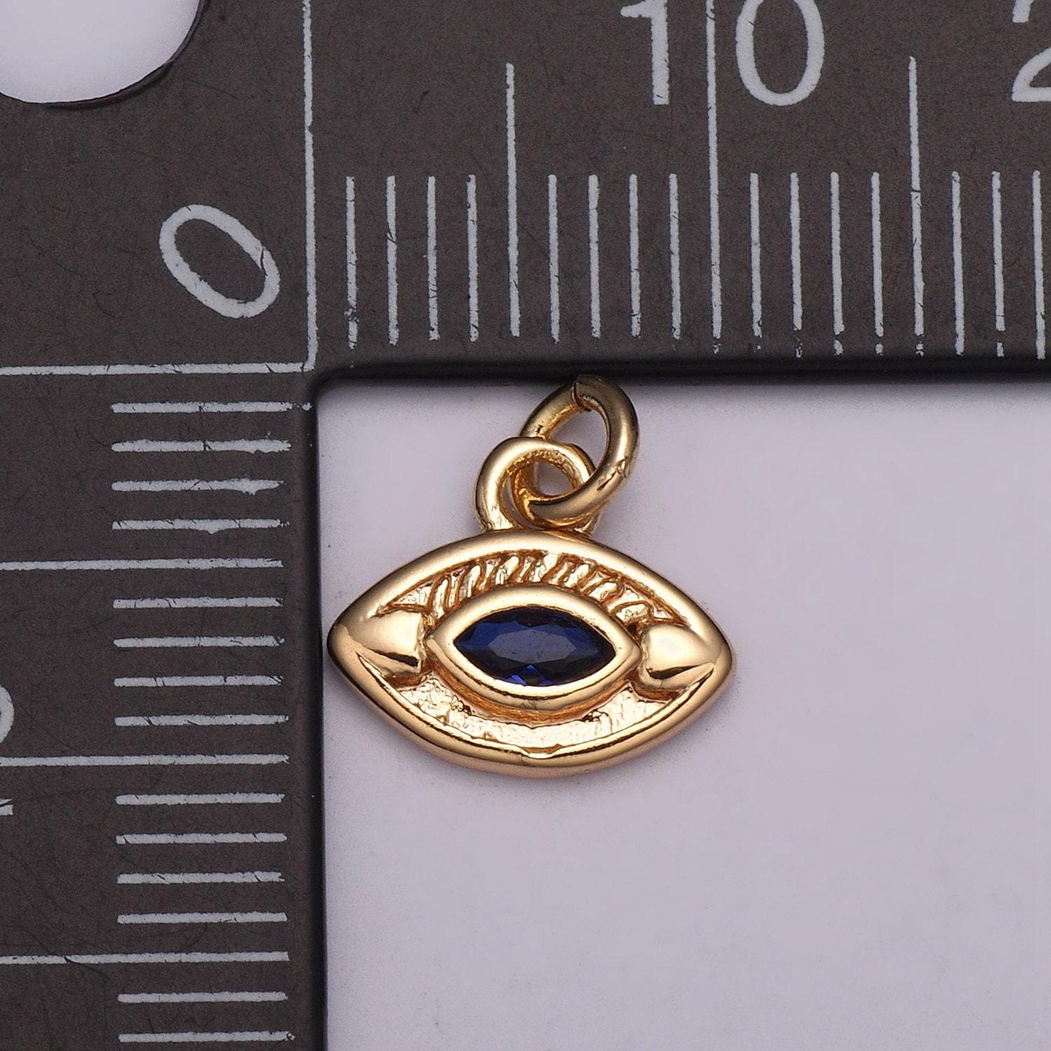 Dainty 18k gold filled evil eye charm round eye medallion disc charm for necklace earring bracelet supply