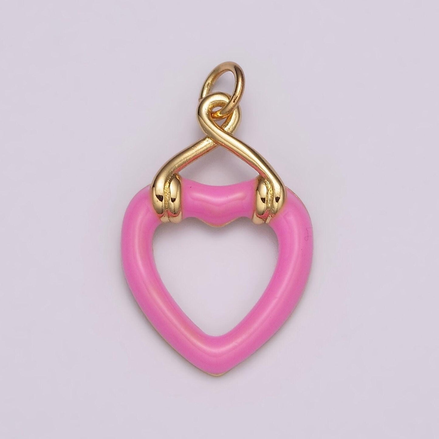 Open heart charms enamel colorful hearts black white pink green on gold filled for bracelet earring necklace charm