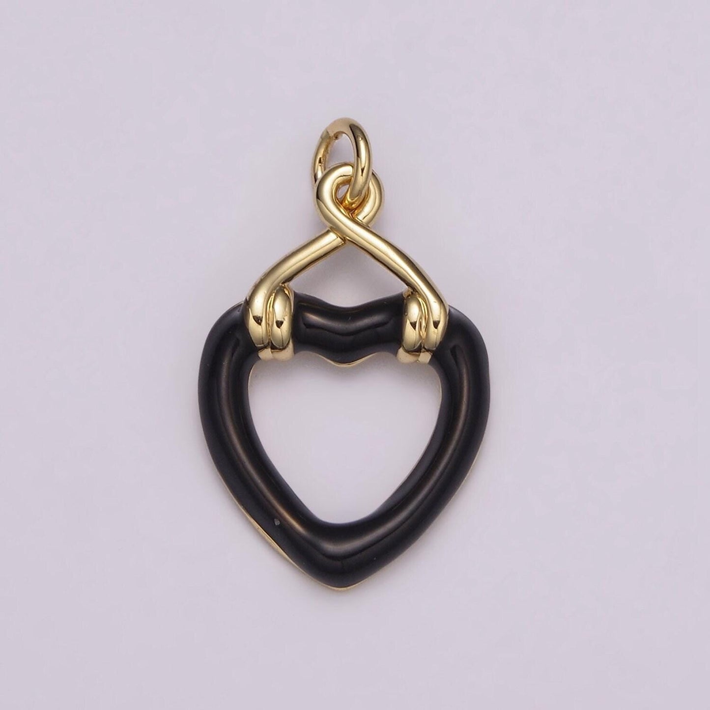 Open heart charms enamel colorful hearts black white pink green on gold filled for bracelet earring necklace charm