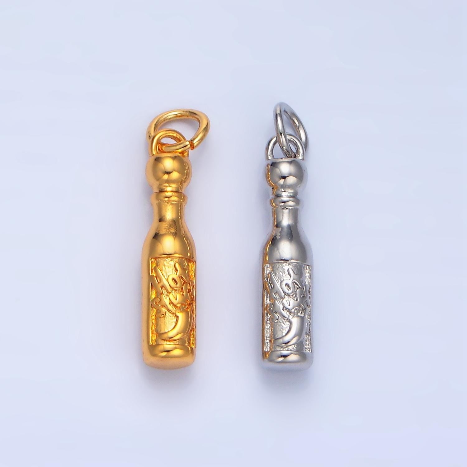 Dainty 24k gold filled hot sauce charm silver hot sauce pendant hot stuff fire e679
