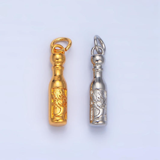 Dainty 24k gold filled hot sauce charm silver hot sauce pendant hot stuff fire e679