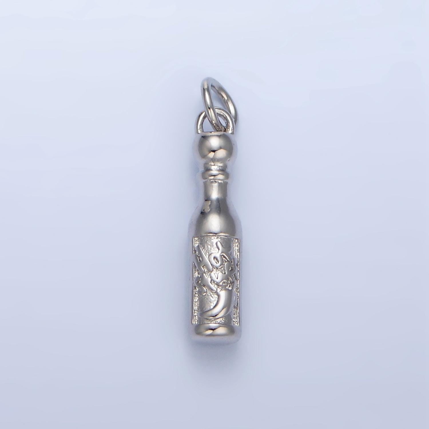 Dainty 24k gold filled hot sauce charm silver hot sauce pendant hot stuff fire e679