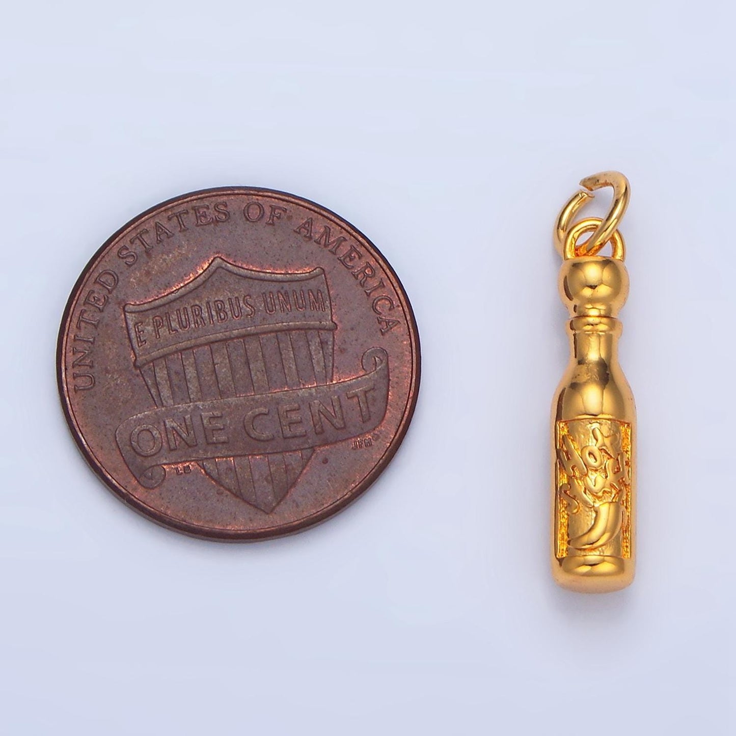 Dainty 24k gold filled hot sauce charm silver hot sauce pendant hot stuff fire e679