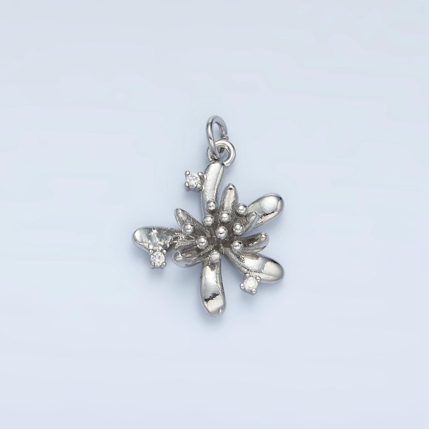 Gold & silver gold filled spider lily clear cz exotic flower charm | e-613