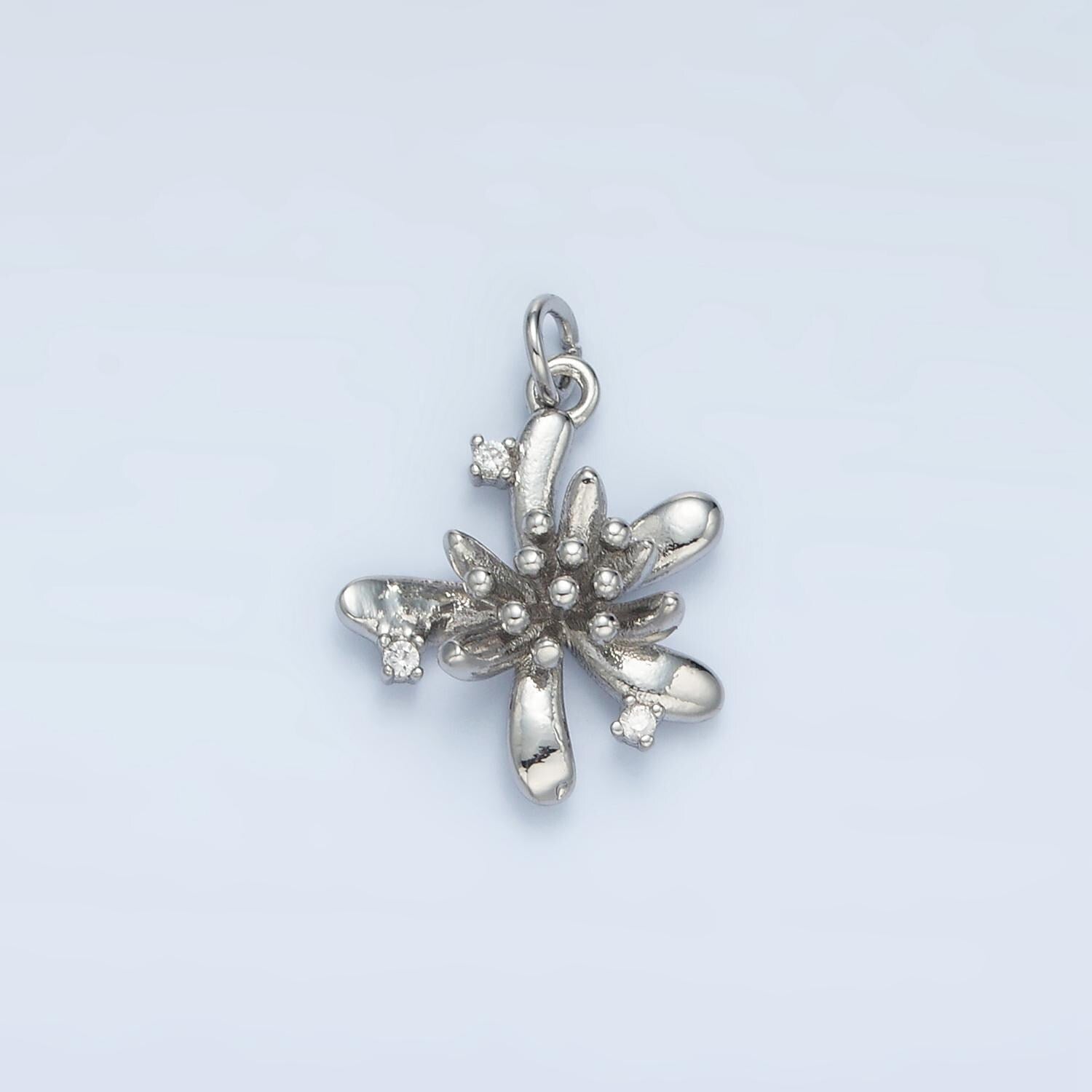 Gold & silver gold filled spider lily clear cz exotic flower charm | e-613