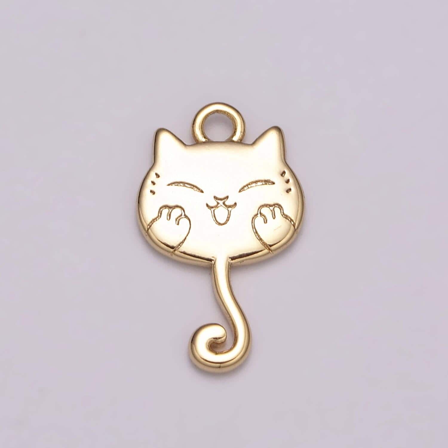 Cute gold hanging kitty kawaii charm white japanese cat charm for necklace earring bracelet phone charm