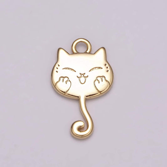 Cute gold hanging kitty kawaii charm white japanese cat charm for necklace earring bracelet phone charm