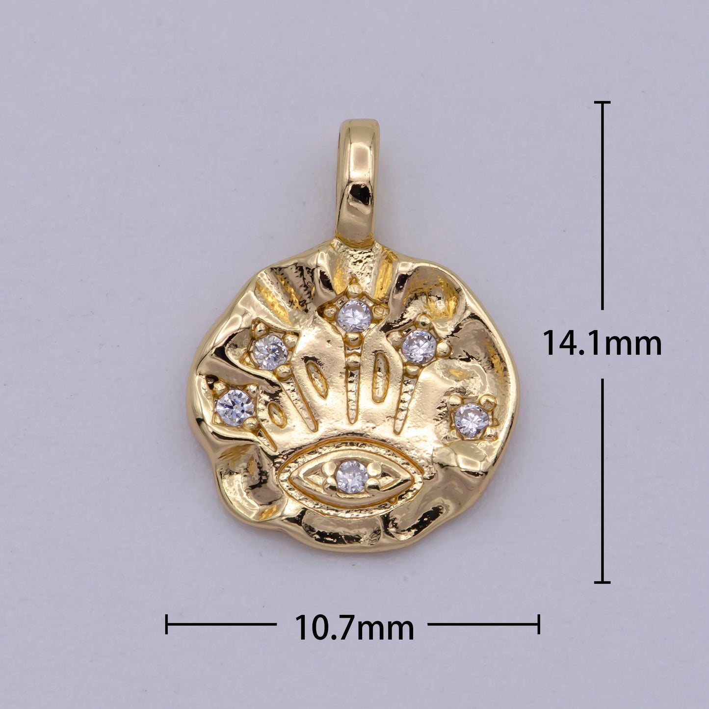 Rustic coin charm dainty evil eye pendant for necklace bracelet component gold filled