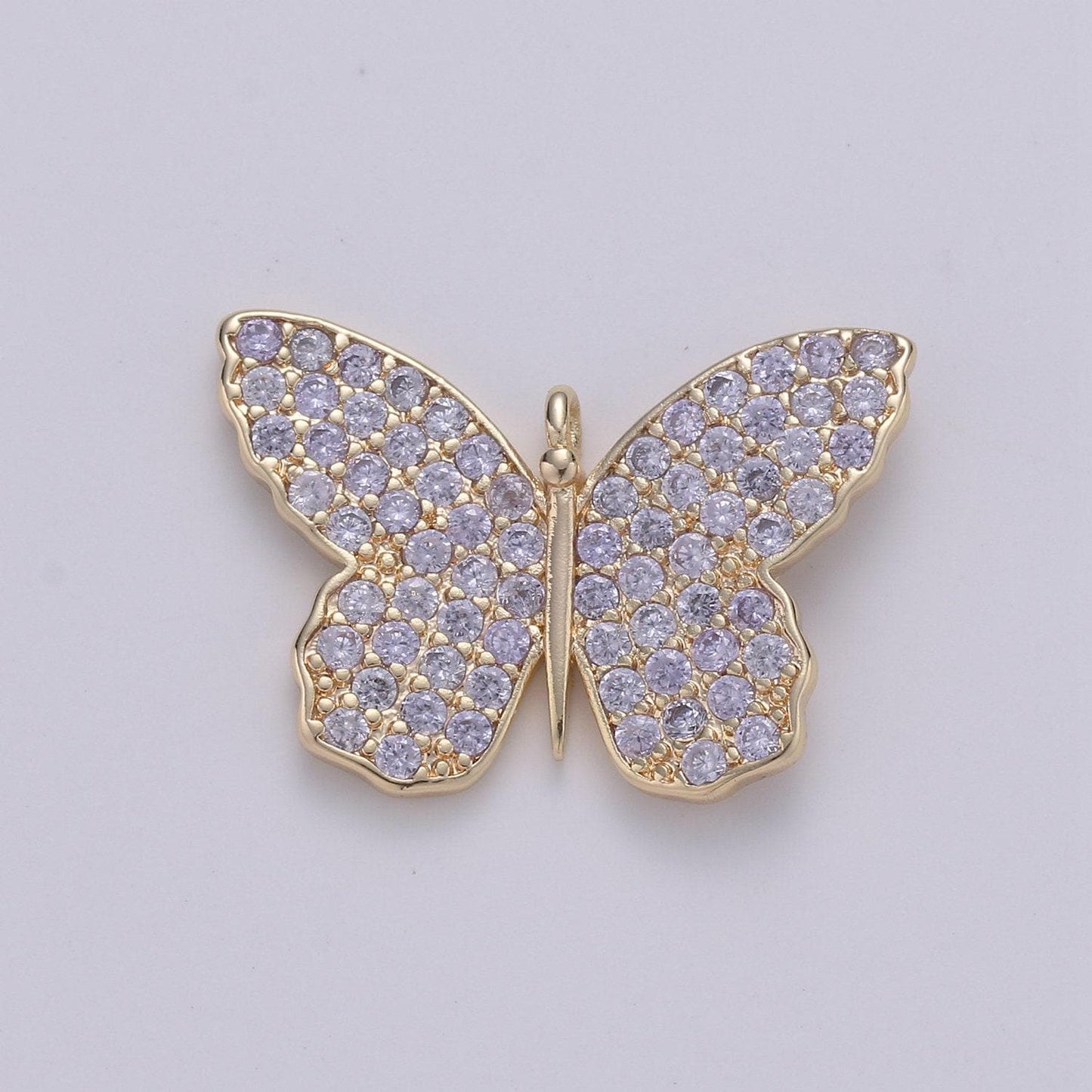 24k gold plated butterfly charm cz micro pave, butterfly pendant, butterfly bracelet, cubic zirconia charm silver mariposa charm