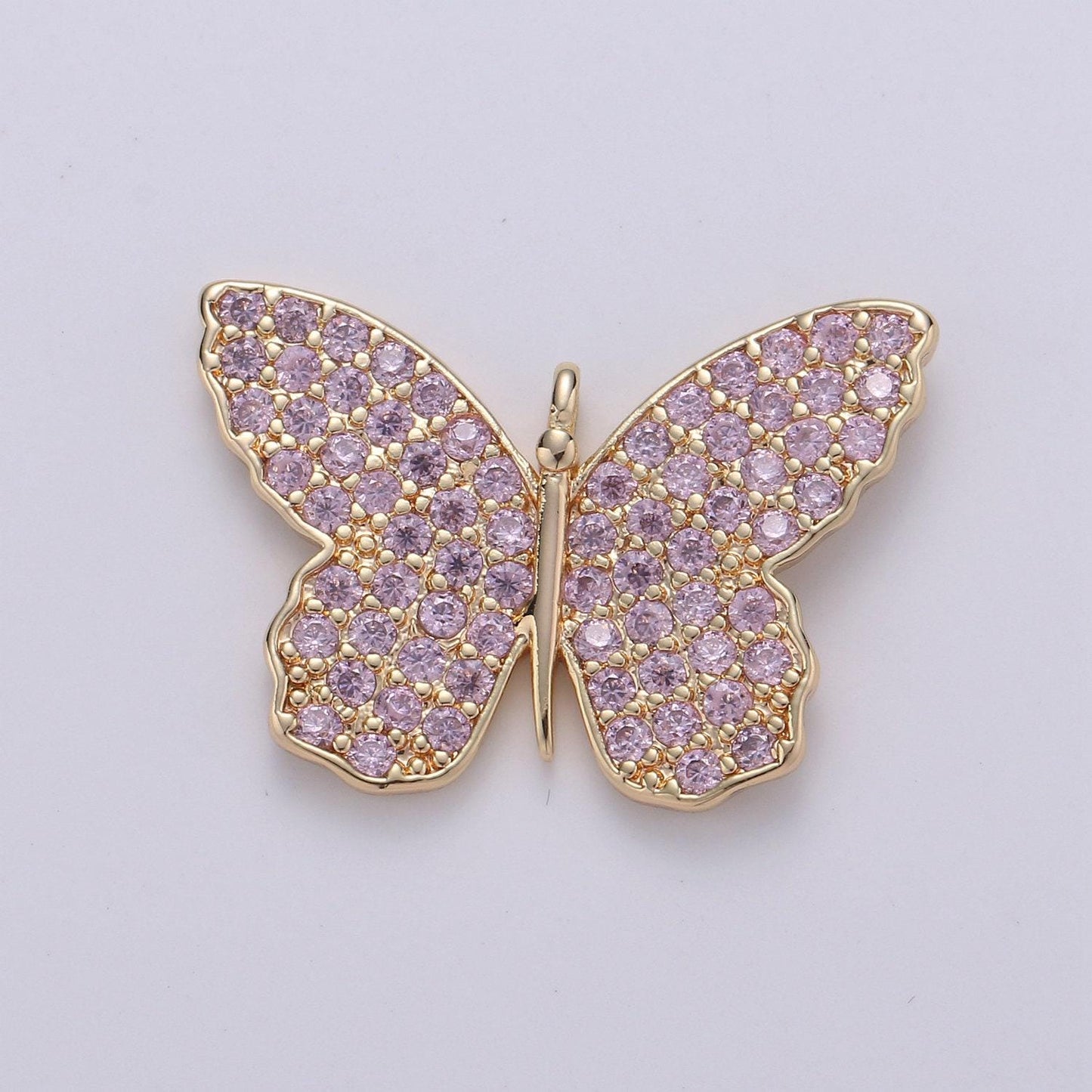 24k gold plated butterfly charm cz micro pave, butterfly pendant, butterfly bracelet, cubic zirconia charm silver mariposa charm