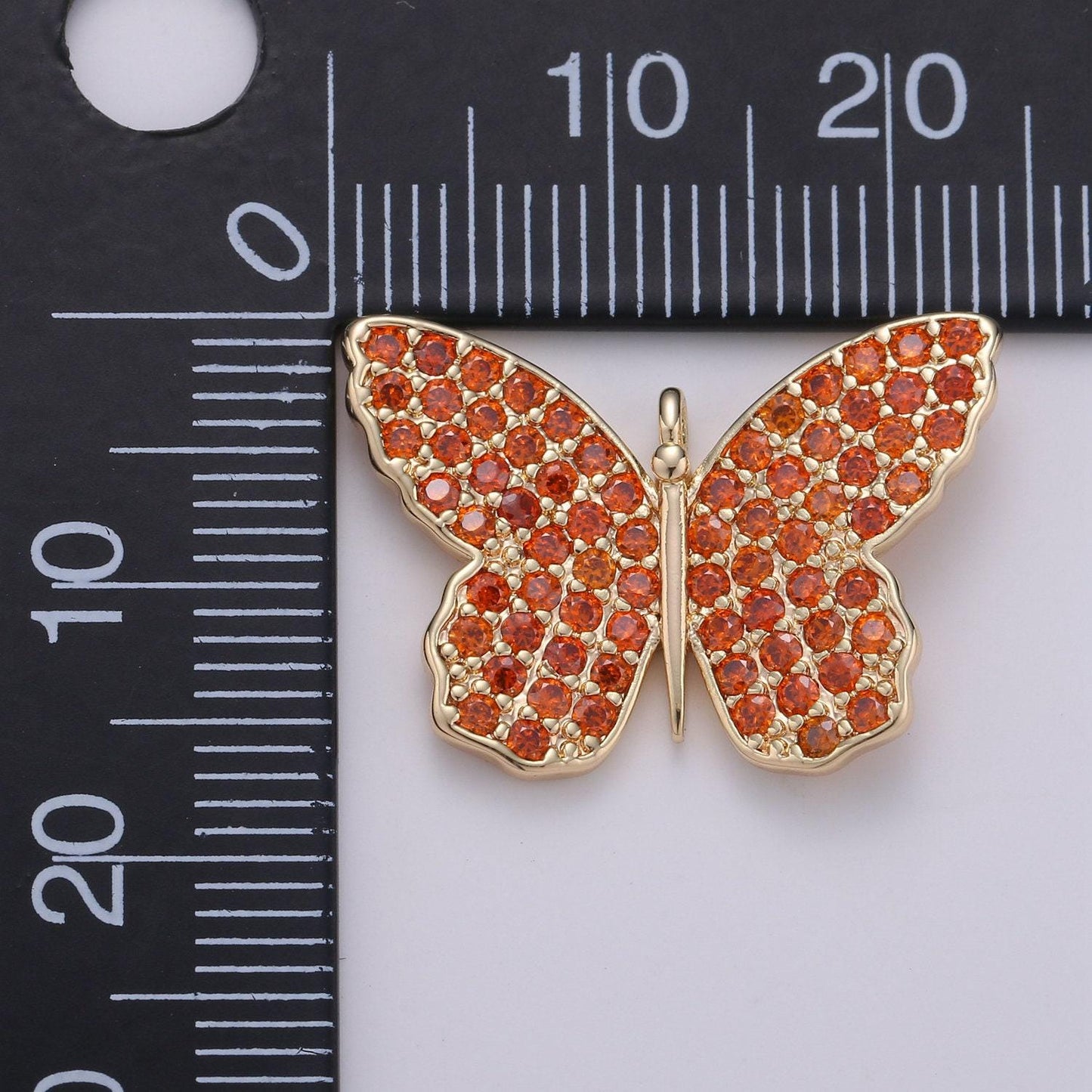 24k gold plated butterfly charm cz micro pave, butterfly pendant, butterfly bracelet, cubic zirconia charm silver mariposa charm