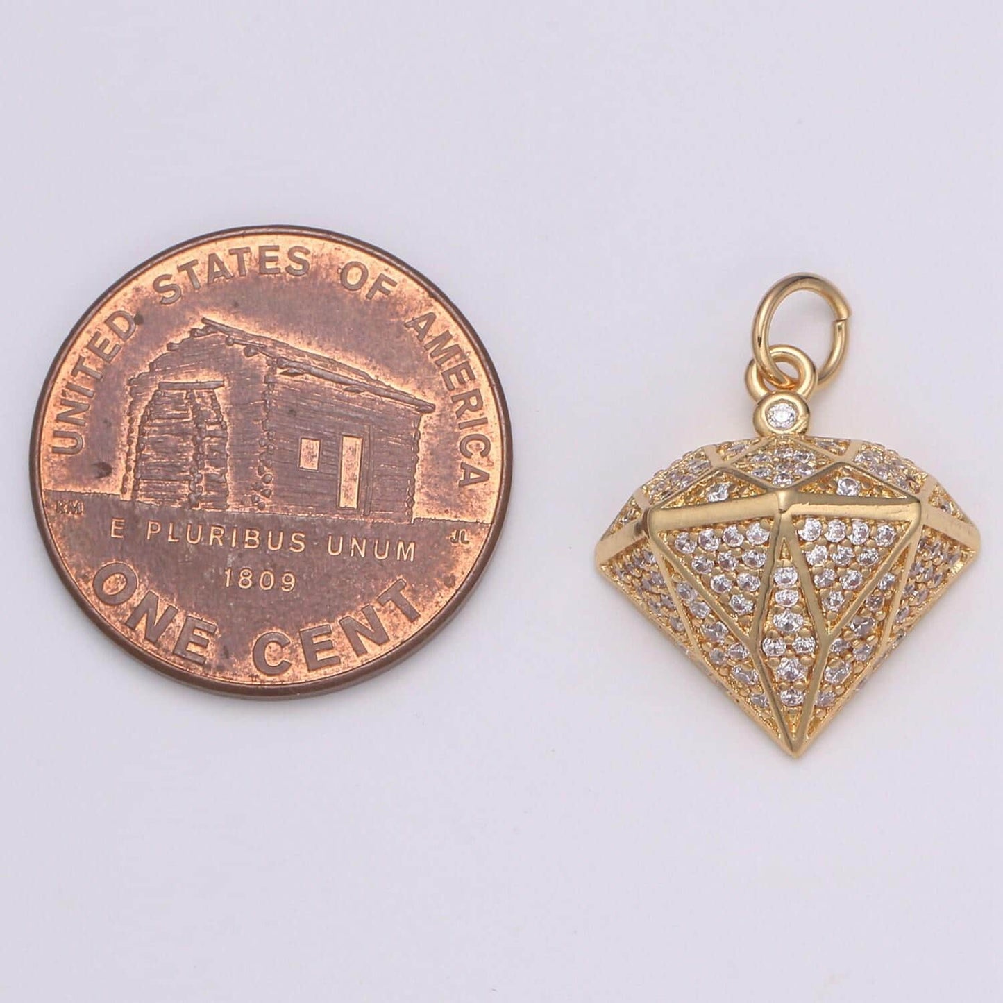 Diamond desing micro pave clear cz charm, acorn pendant geometric gold charm,diy jewelry necklace e-592