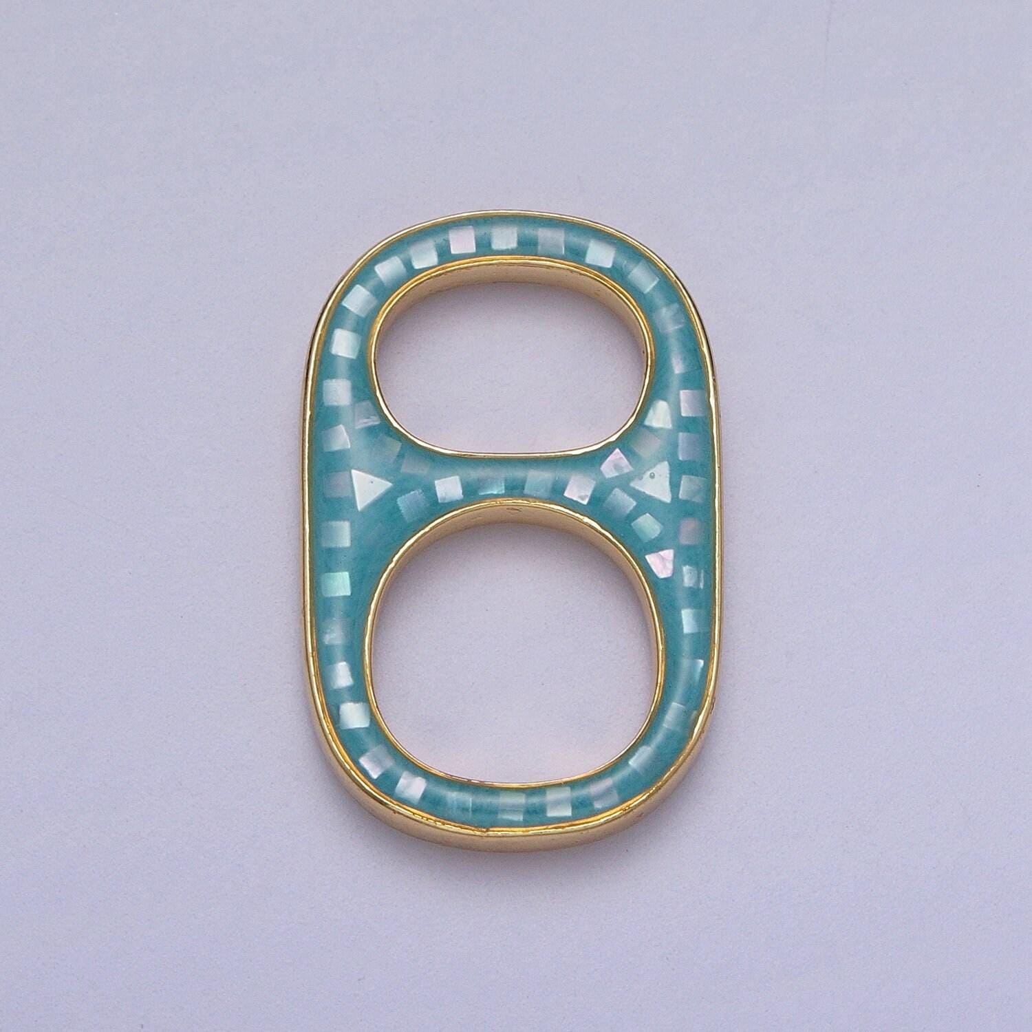 Dainty pink, blue white abalone shell opal soda cap pendant jewelry making supply in 24k gold filled soda tab charm c-102