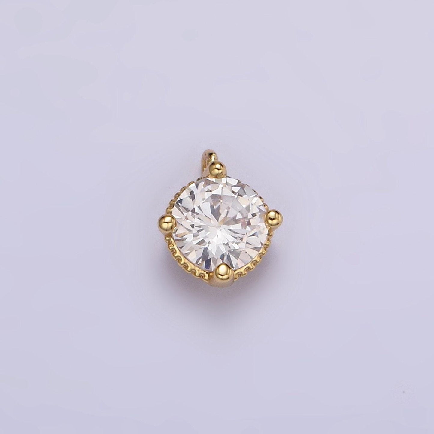 18k gold filled 5mm clear round cz mini add-on charm e-447