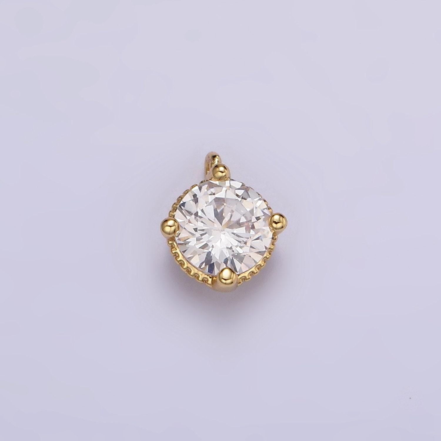 18k gold filled 5mm clear round cz mini add-on charm e-447