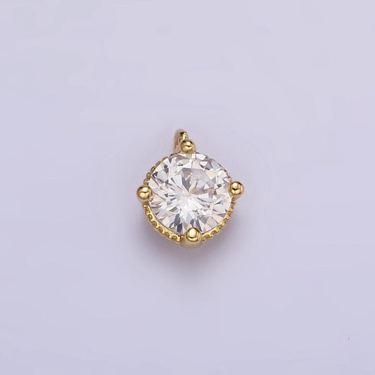 18k gold filled 5mm clear round cz mini add-on charm e-447