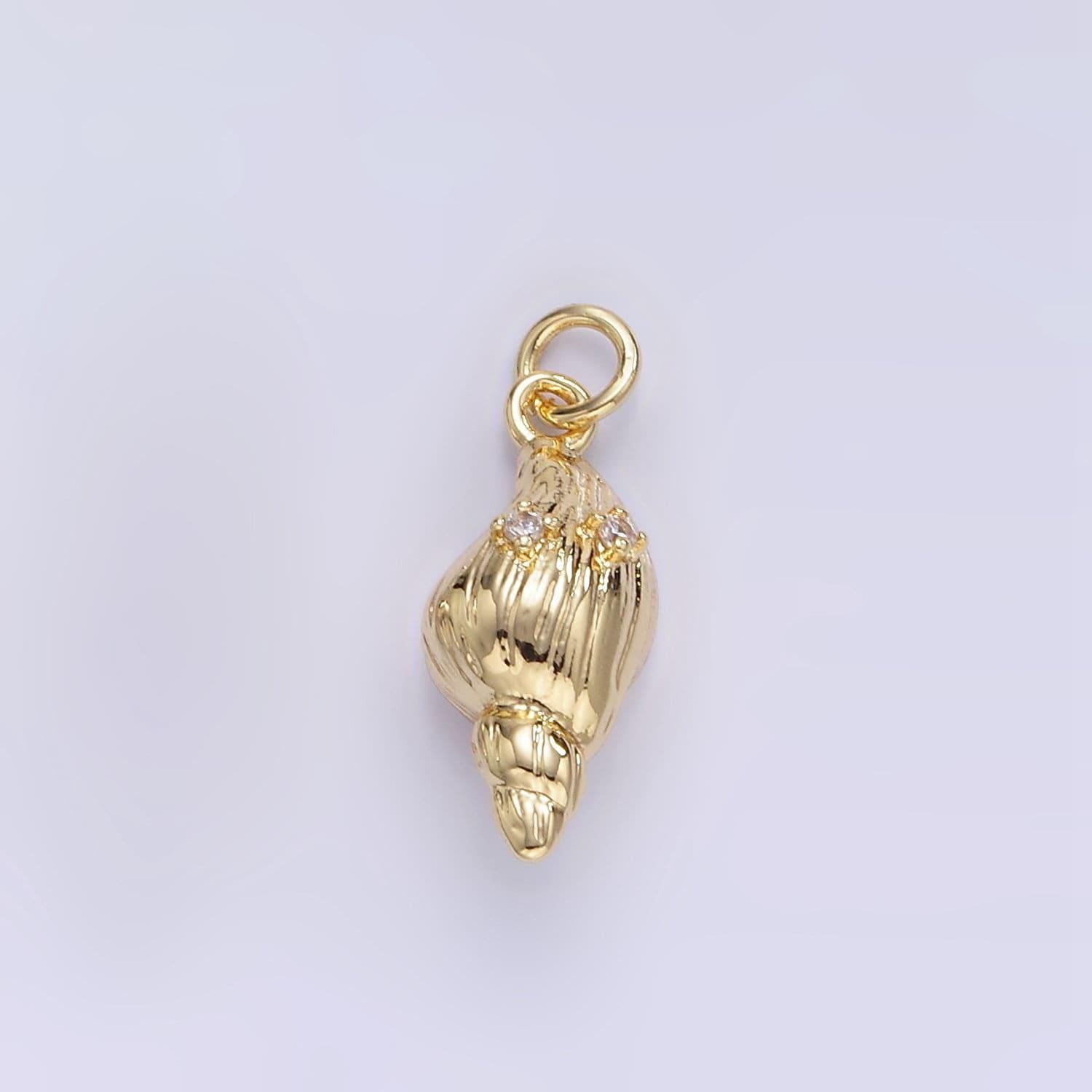 18k gold filled sea shell conch shell charm e-390