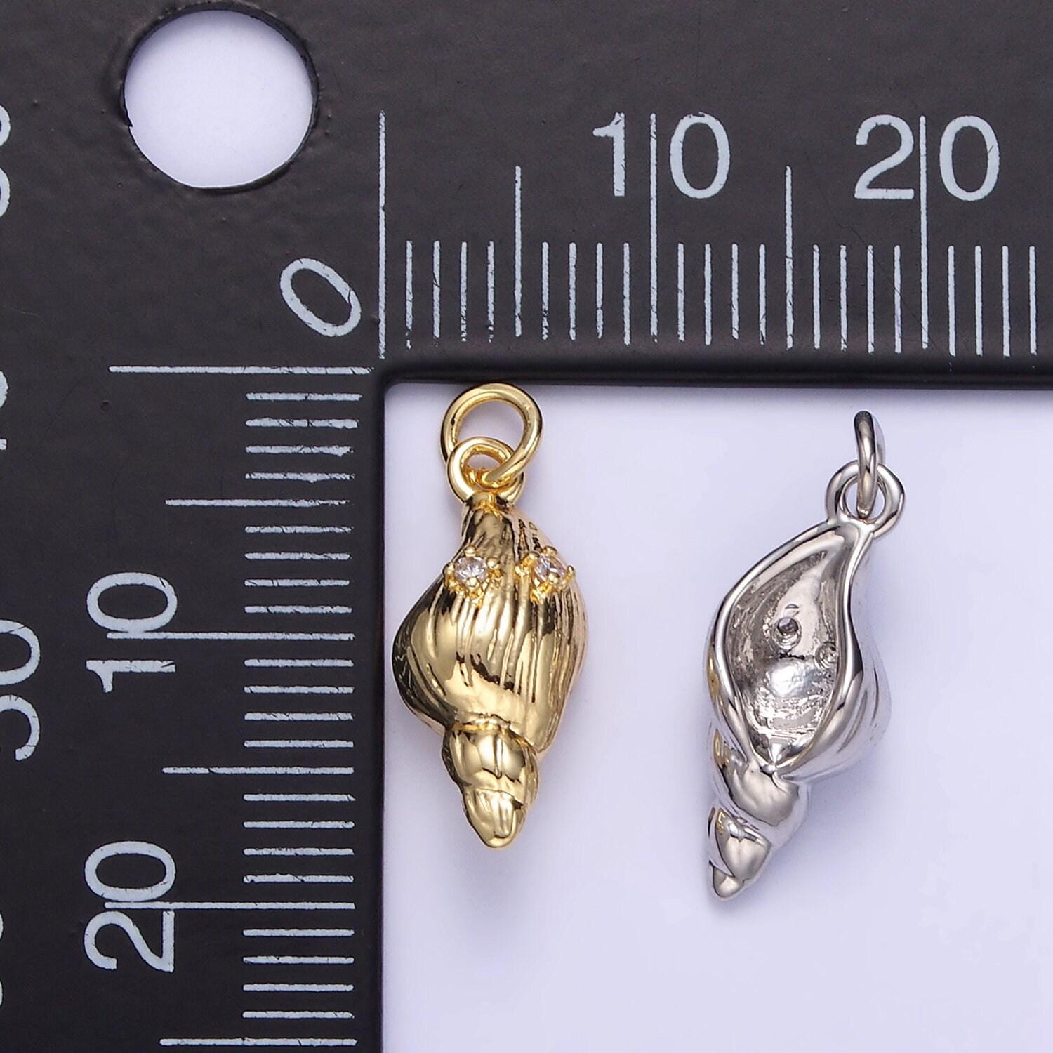 18k gold filled sea shell conch shell charm e-390