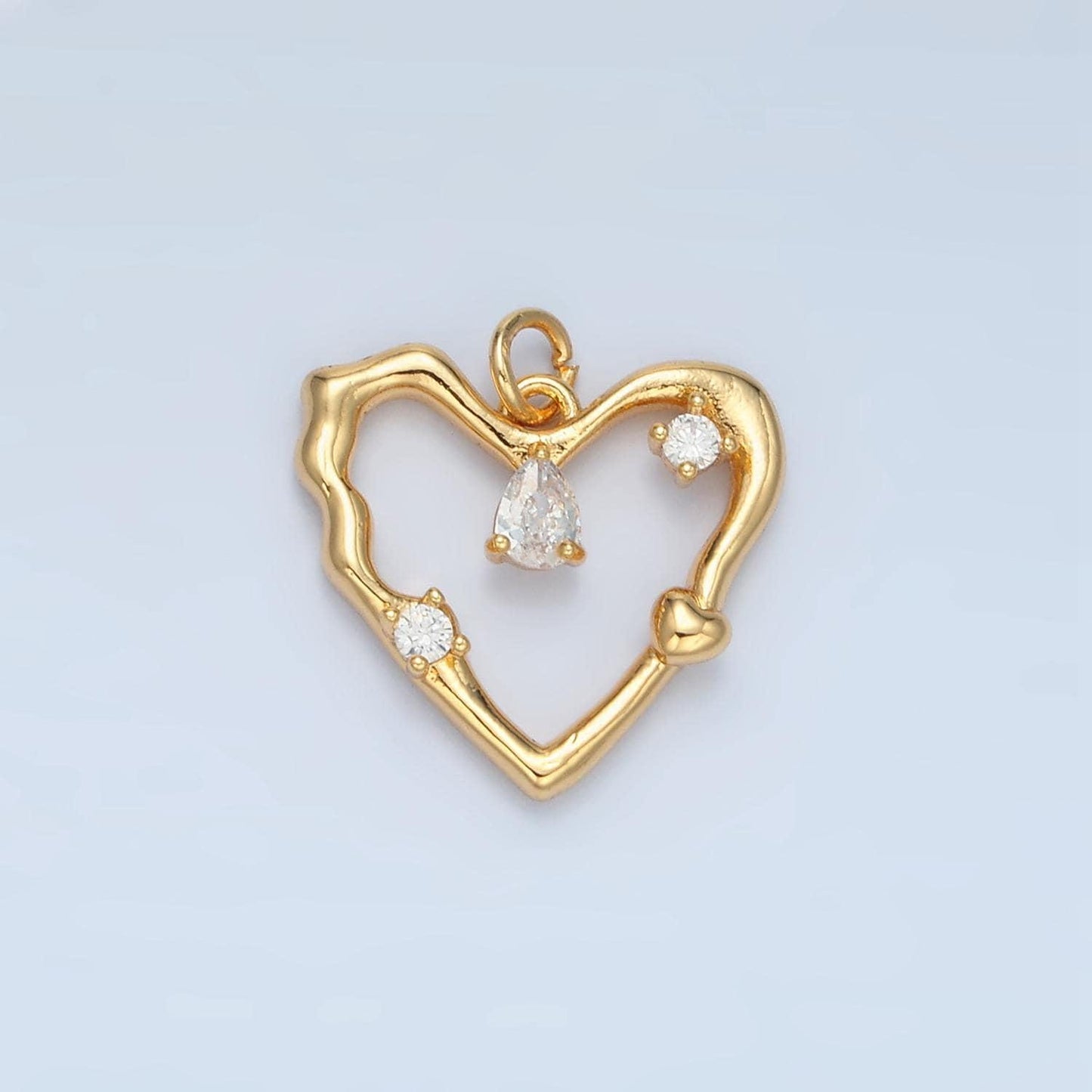 Open heart abstract cz in gold & silver love charms | e-374