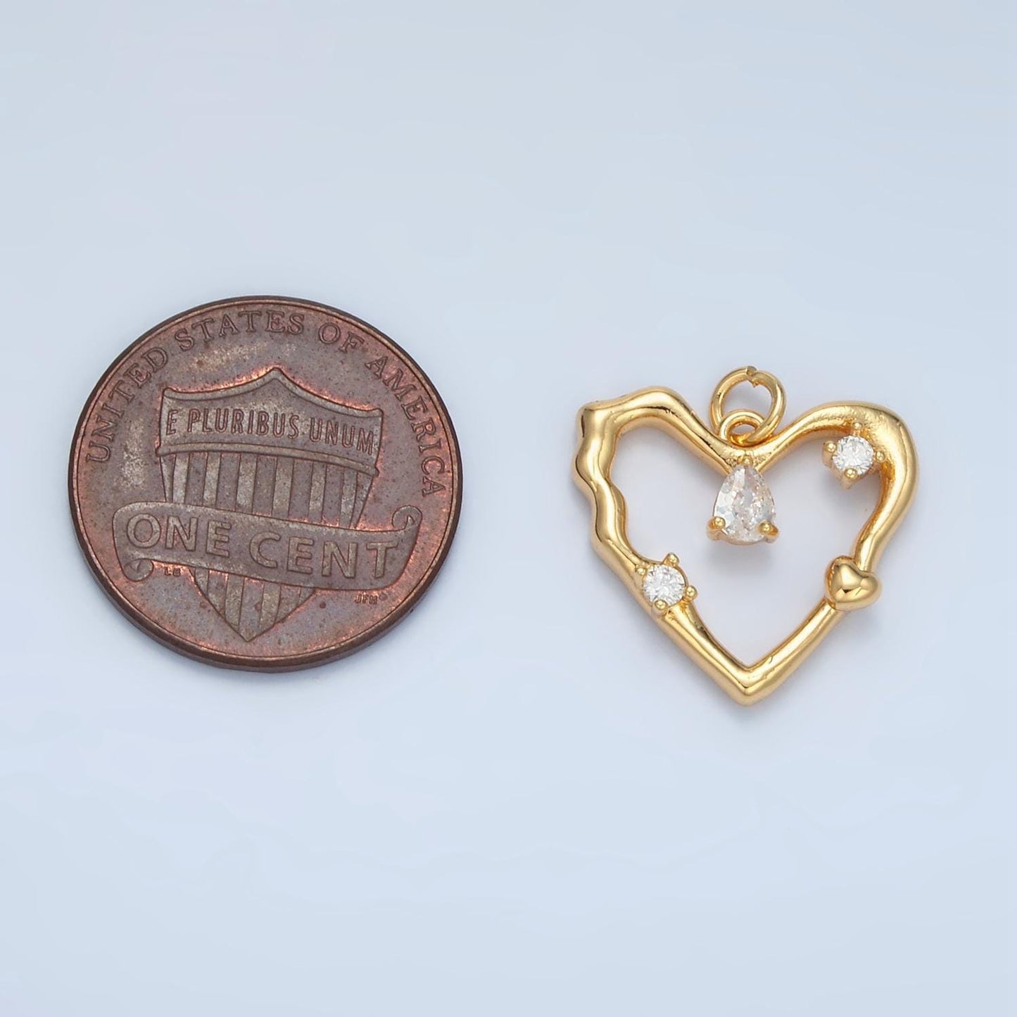 Open heart abstract cz in gold & silver love charms | e-374