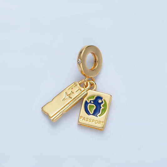 24k gold filled travel passport charm dainty airplane ticket charm adventure for bracelet necklace component e368