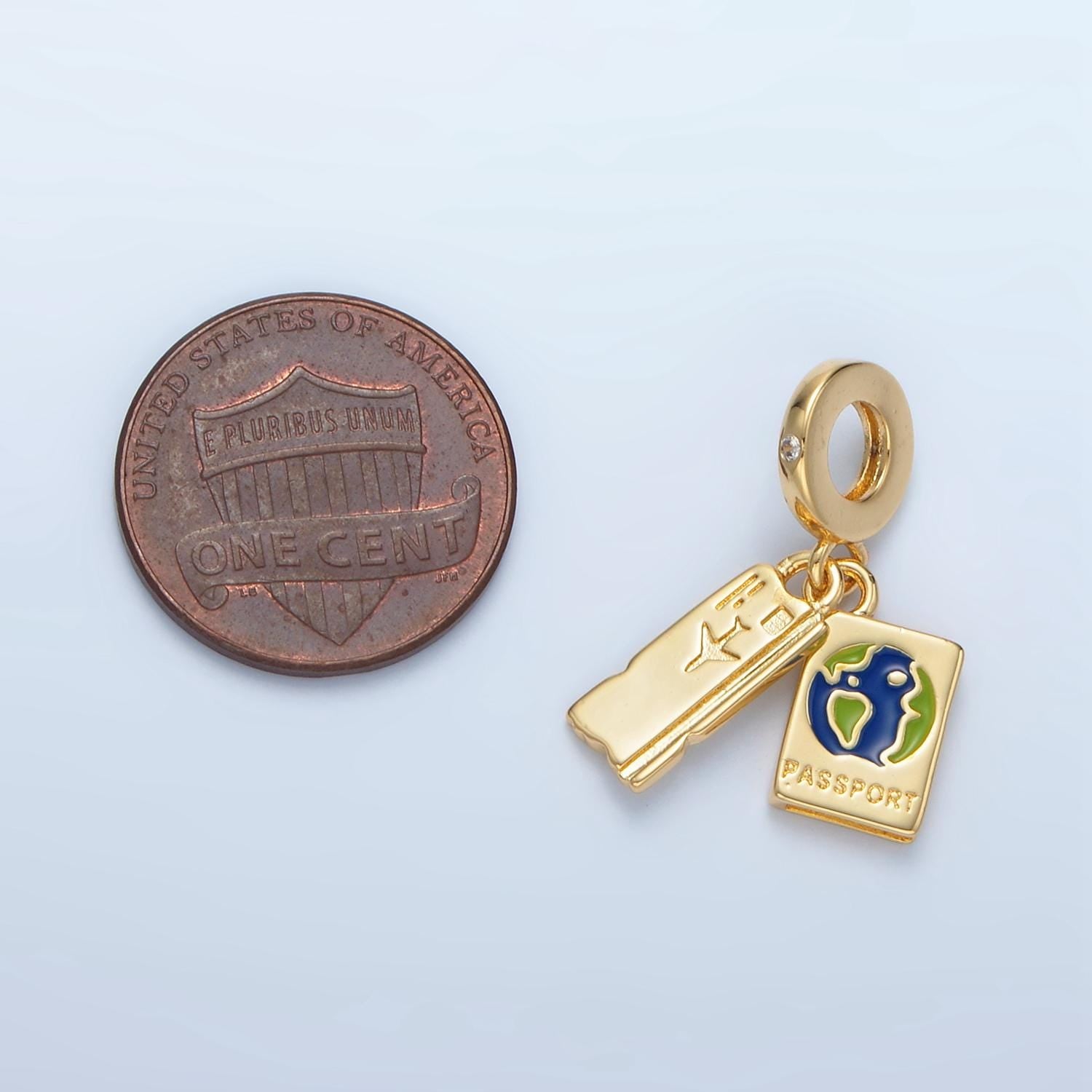 24k gold filled travel passport charm dainty airplane ticket charm adventure for bracelet necklace component e368