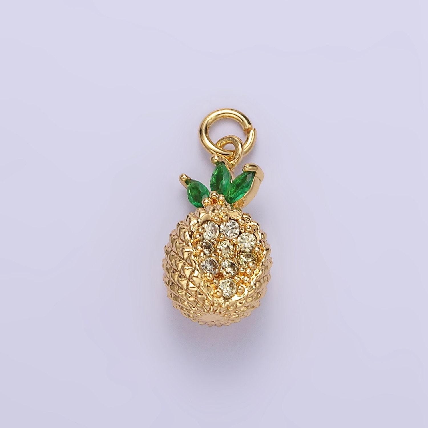 Cubic gold pineapple charms 24k gold filled pineapple pendant dole fruit charm for bracelet necklace for diy jewelry making supply e367