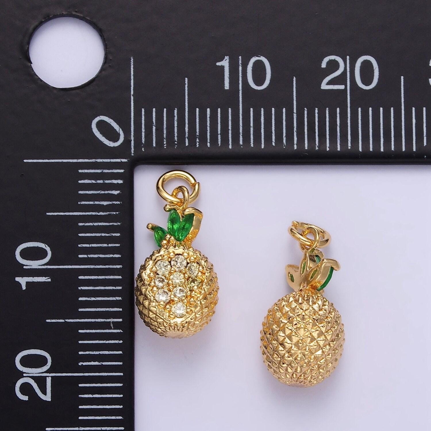 Cubic gold pineapple charms 24k gold filled pineapple pendant dole fruit charm for bracelet necklace for diy jewelry making supply e367