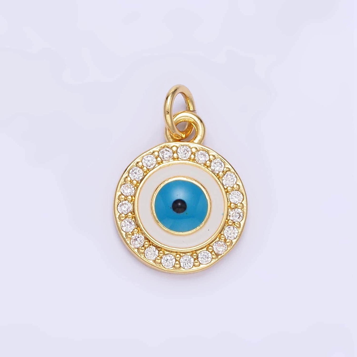 Gold evil eye charm 24k gold filled cz eye pendant mini greek eye amulet charm bracelet necklace for diy jewelry making supply e365