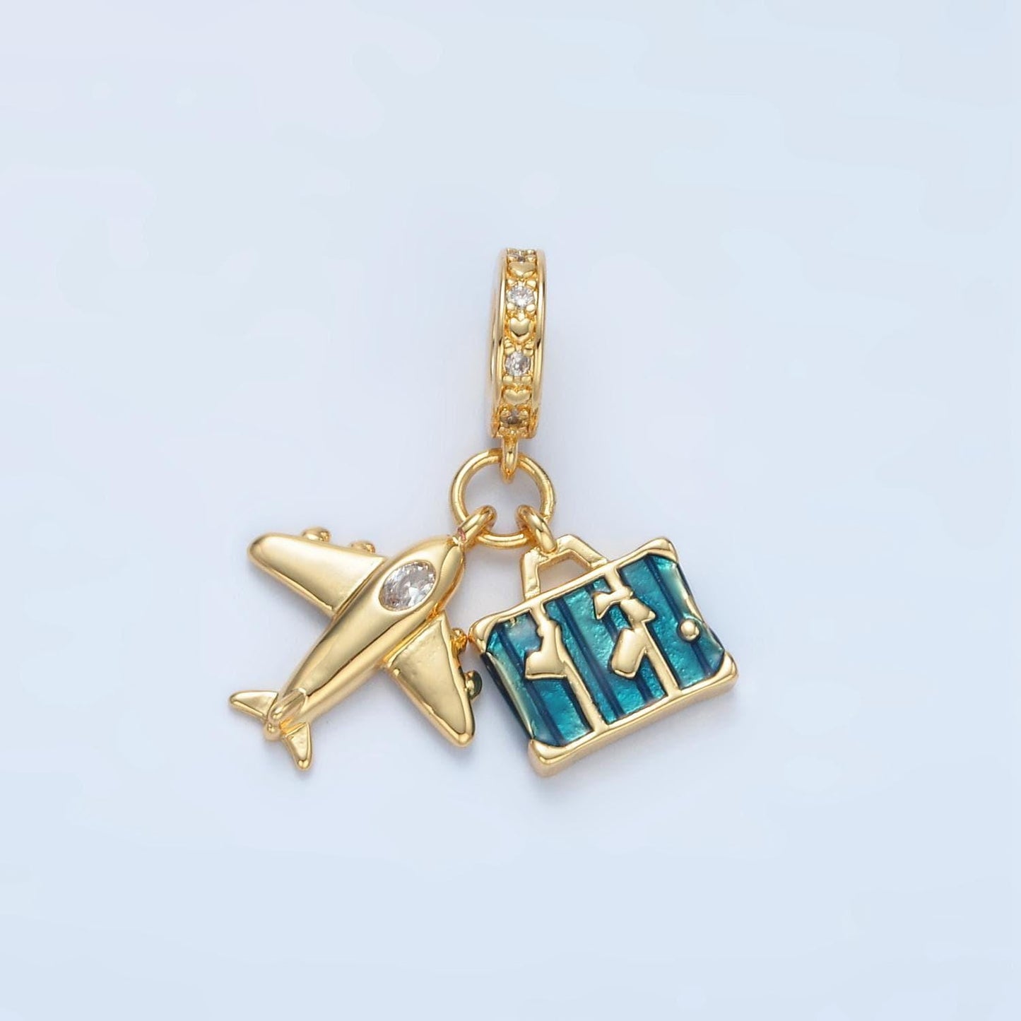 24k gold filled travel suitcase charm dainty airplane ticket charm summer vacation adventure inspired for bracelet necklace component e362