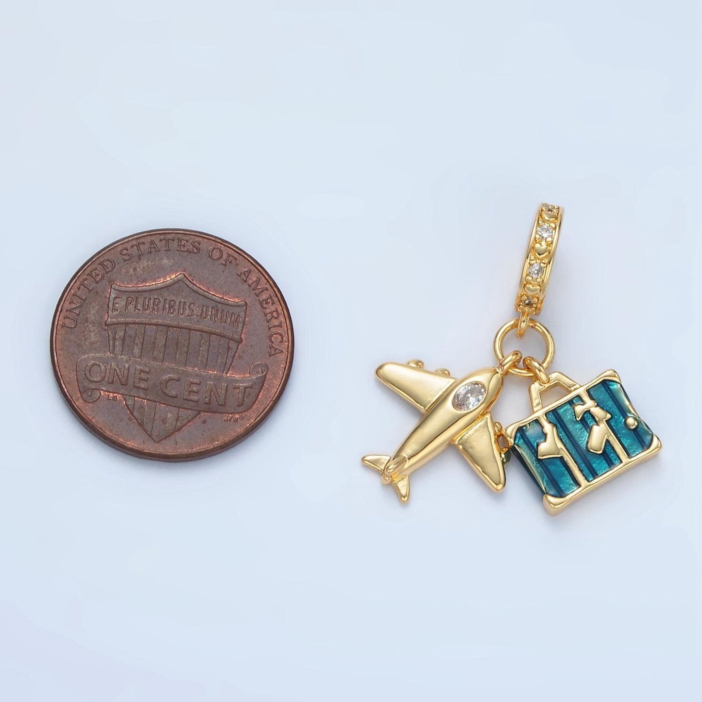 24k gold filled travel suitcase charm dainty airplane ticket charm summer vacation adventure inspired for bracelet necklace component e362