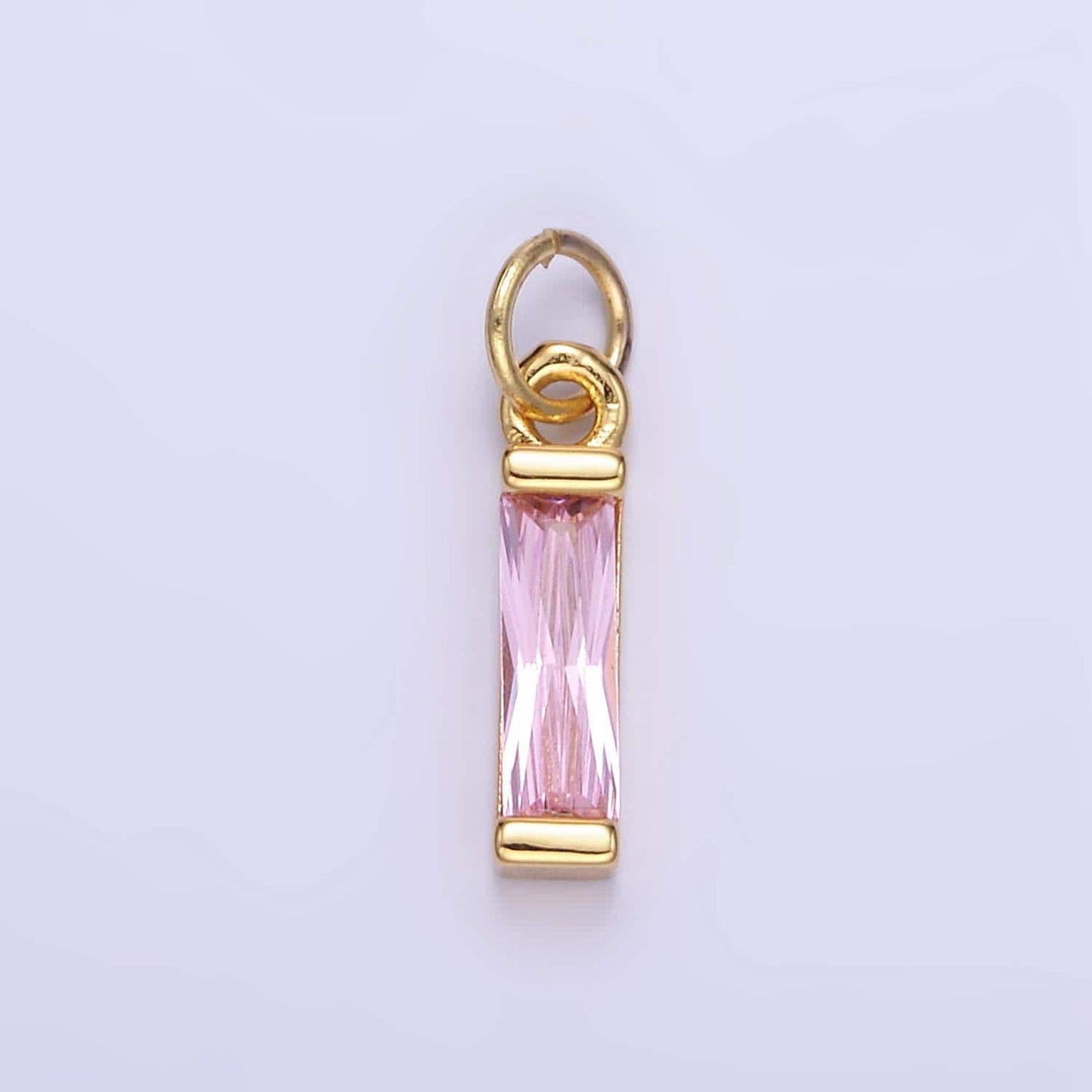 24k gold filled cz micro pave baguette birthstone charm, mini birthstone charm add on charm for bracelet necklace earring supply e358