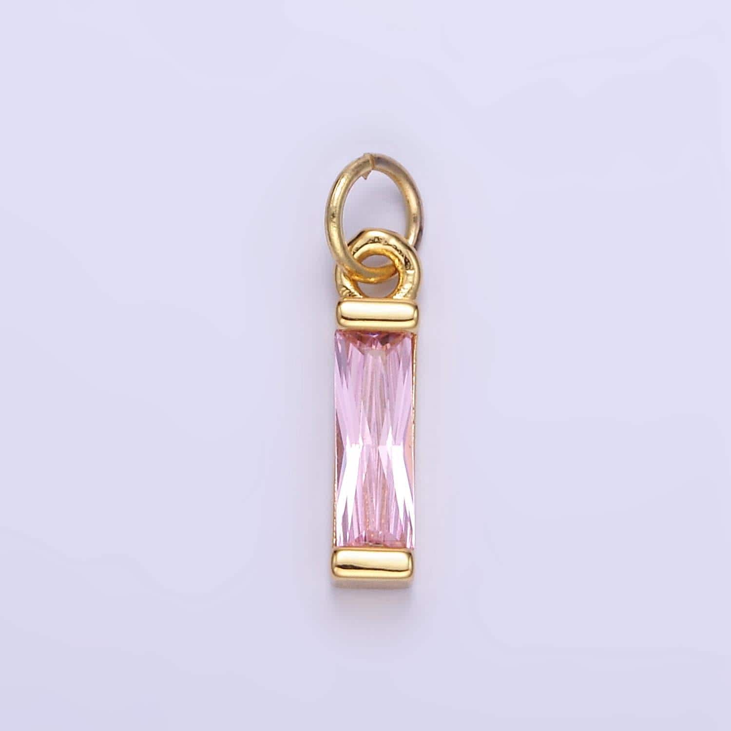 24k gold filled cz micro pave baguette birthstone charm, mini birthstone charm add on charm for bracelet necklace earring supply e358