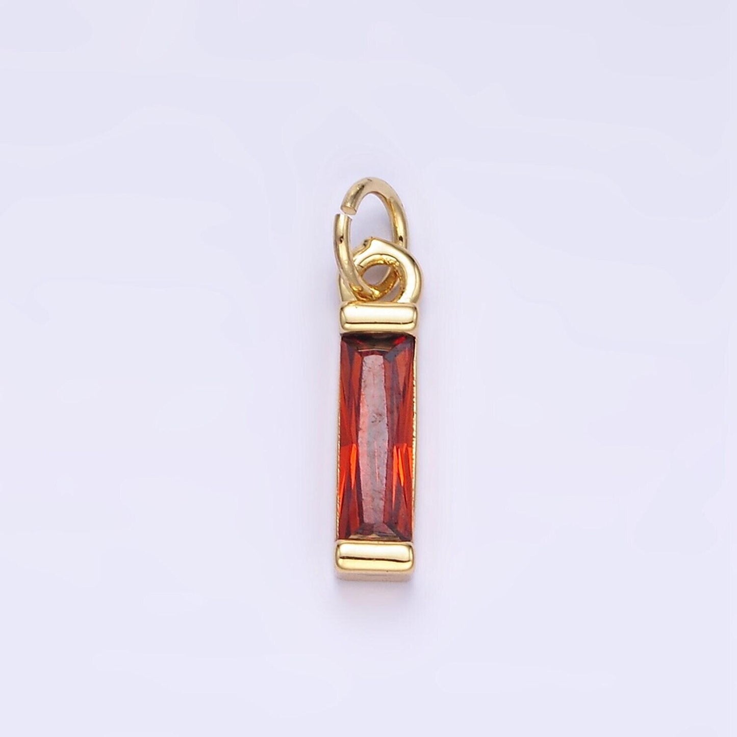 24k gold filled cz micro pave baguette birthstone charm, mini birthstone charm add on charm for bracelet necklace earring supply e358