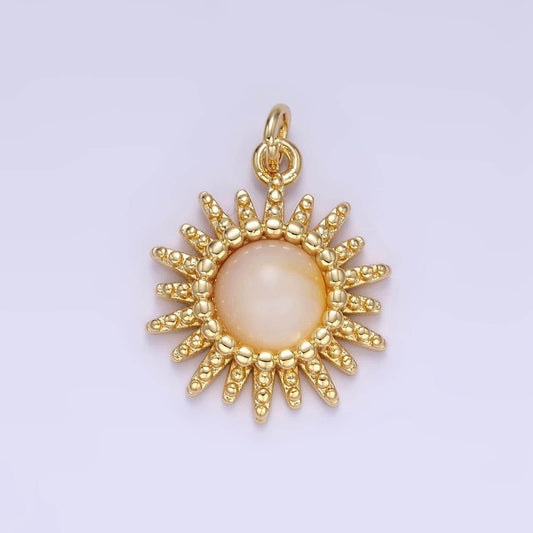 14k gold filled shell pearl sun charm small celestial pendant bracelet necklace charm | e355
