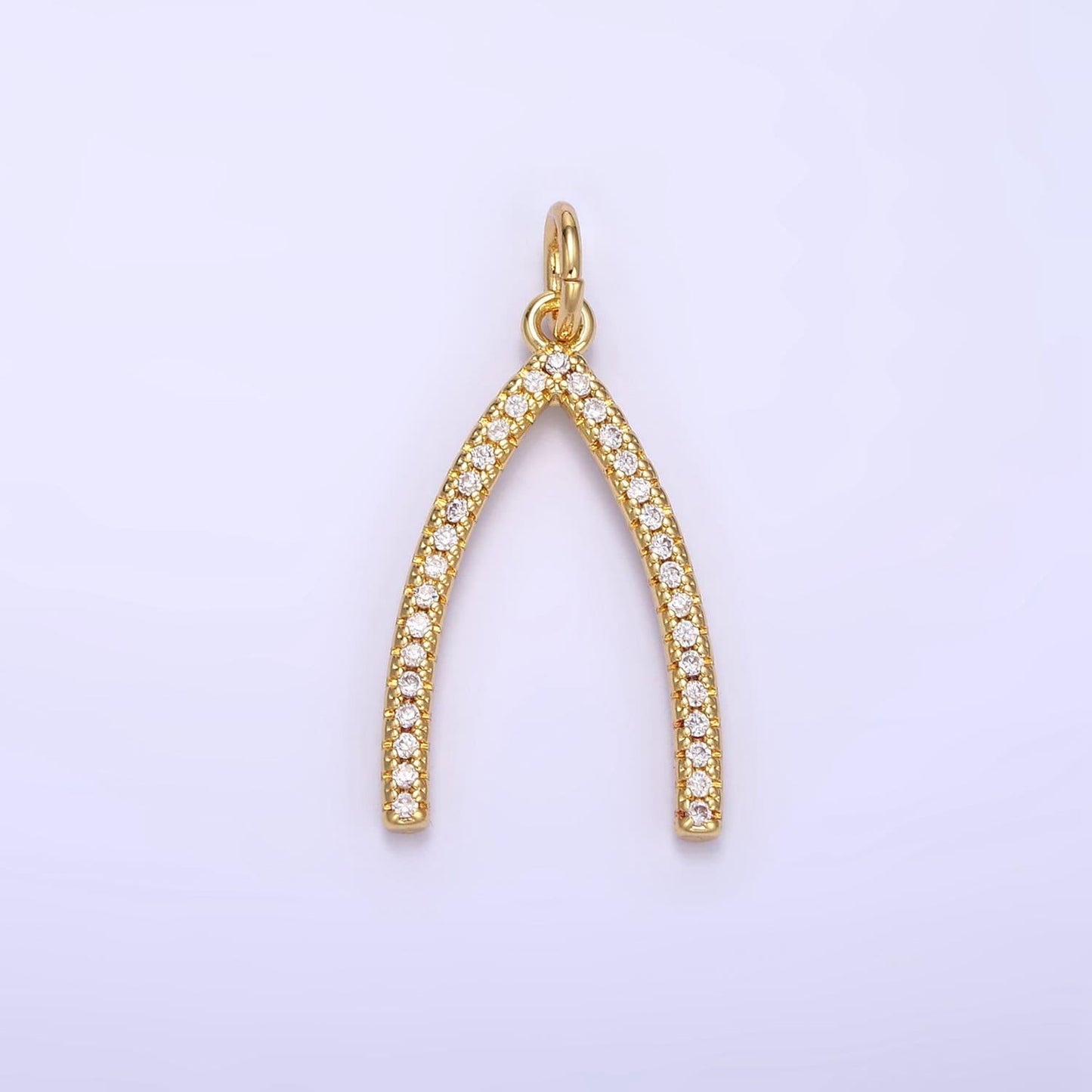Dainty wishbone charms wish good luck dangle pendant 18k gold filled charm for necklace bracelet supply e340