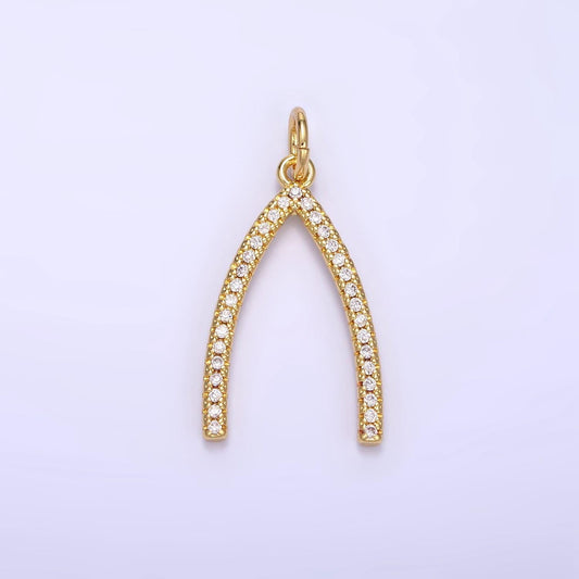 Dainty wishbone charms wish good luck dangle pendant 18k gold filled charm for necklace bracelet supply e340