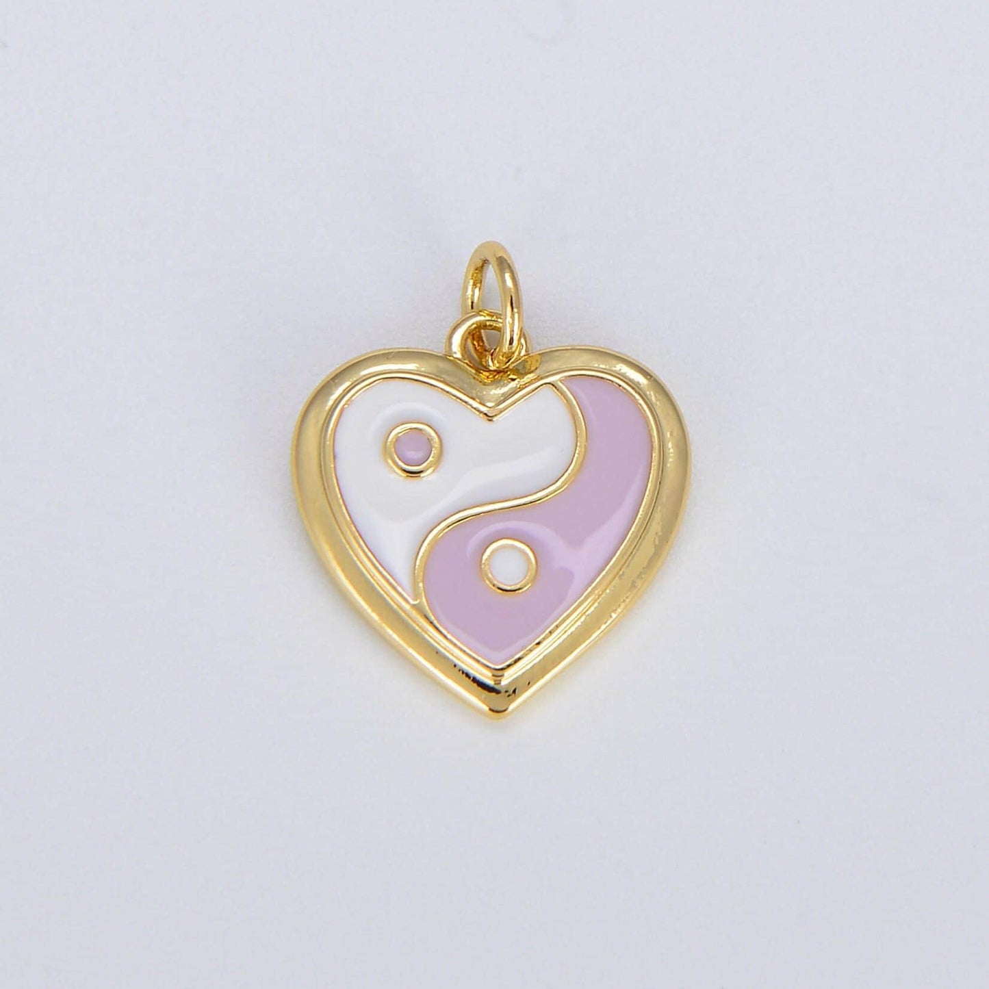 Dainty gold yin yang charm, gold heart charm yin & yang charms for bracelet necklace earring component colorful enamel pendant e297
