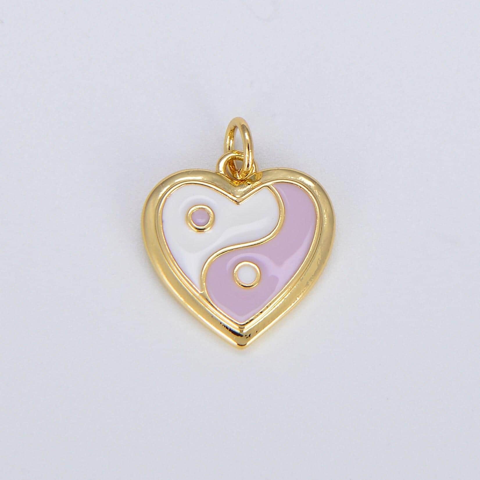 Dainty gold yin yang charm, gold heart charm yin & yang charms for bracelet necklace earring component colorful enamel pendant e297