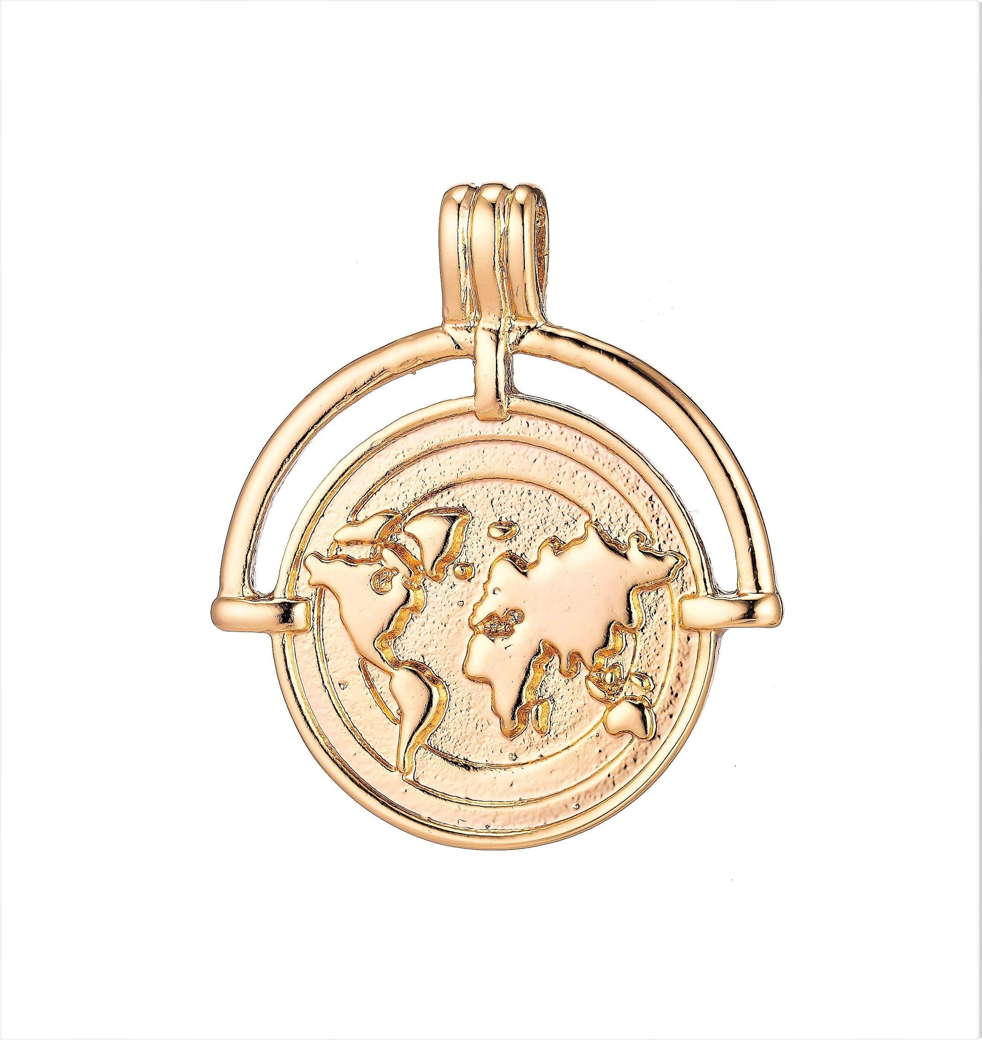 1pc silver or gold charm planet of the universe pendant, round map pendant, world continent diy jewelry necklace,flat earthcharm e-279