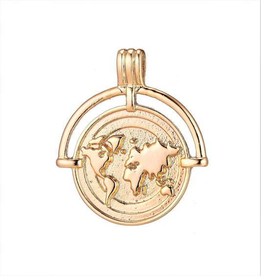 1pc silver or gold charm planet of the universe pendant, round map pendant, world continent diy jewelry necklace,flat earthcharm e-279