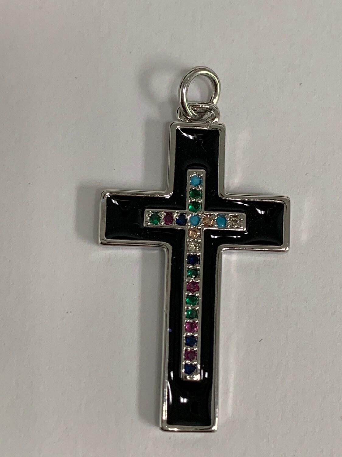 Multi color cubic cross pendant,enamel cz charm,earrings bracelet necklace charm,whitegoldfilled,24k gold jewelry e215,e216,e217,e275