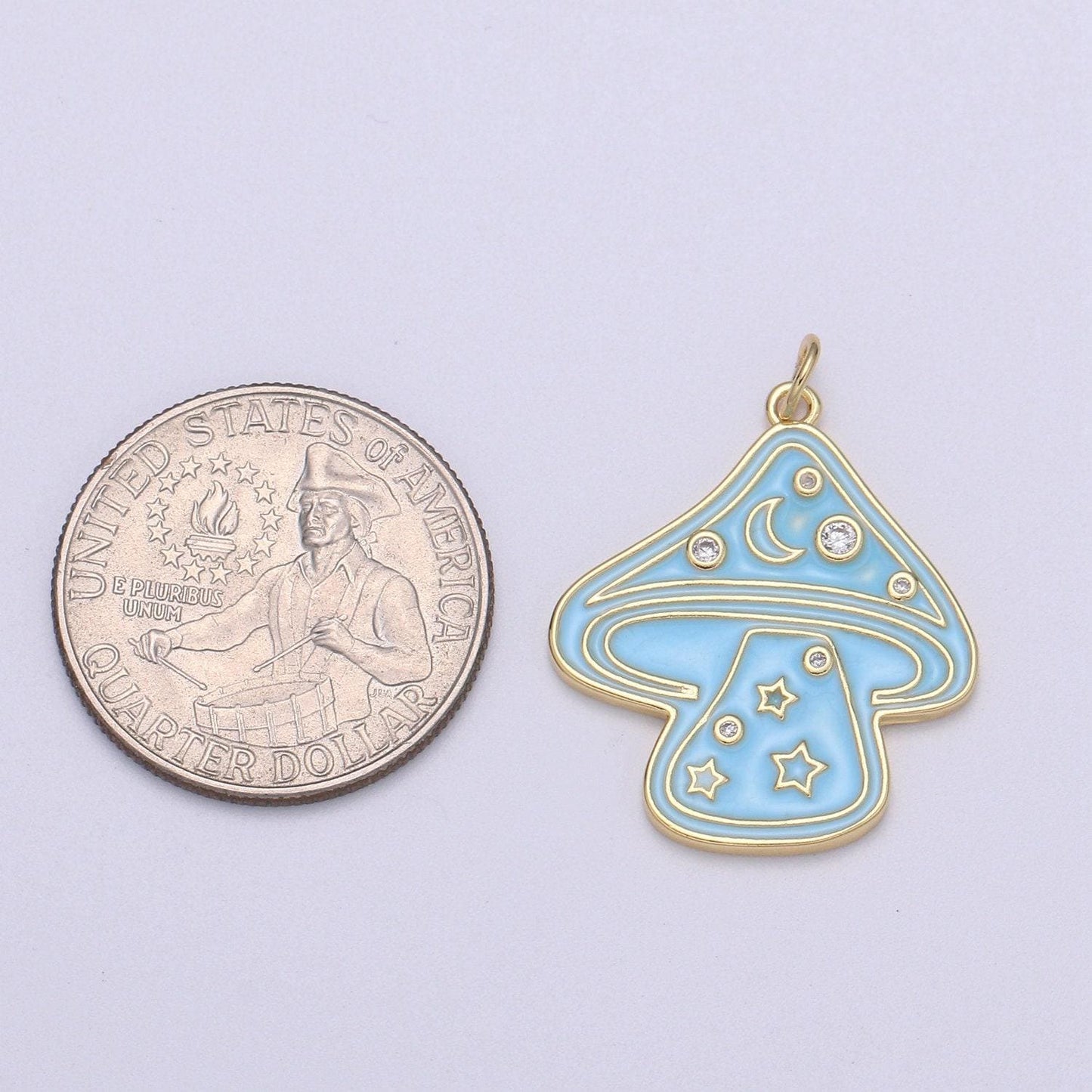 Gold mushroom charms, enamel magic mushroom pendant for necklace fantasy celestial jewelry for statement necklace e-263