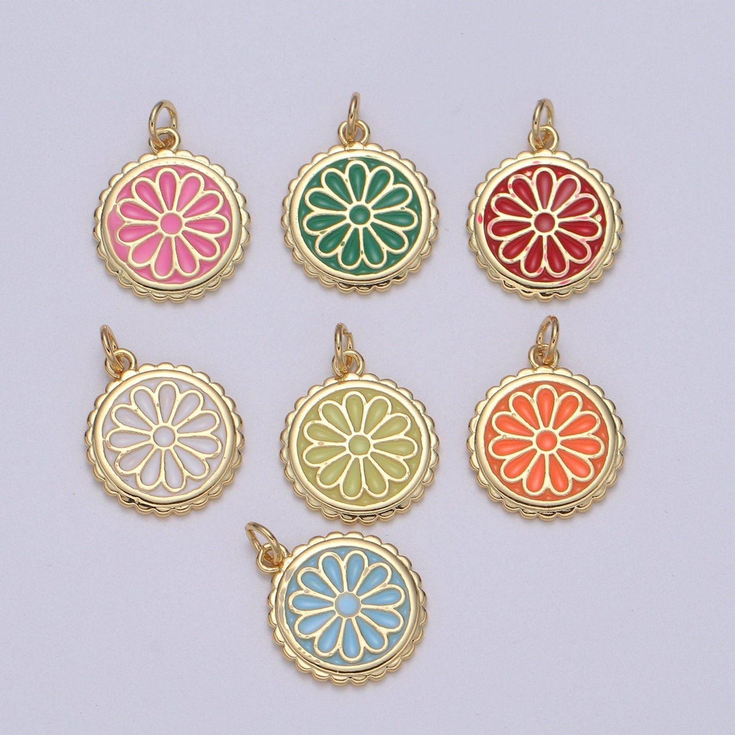 14k gold enamel daisy charms dainty colorful daisy charms spring flower charms enamel flower pendant jewelry supplies