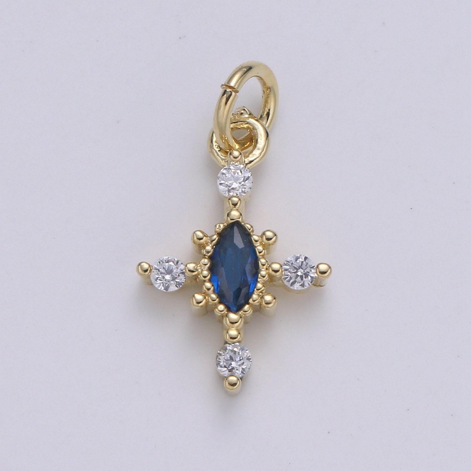 Micro pave charm 24k gold cross charm, cubic zirconia cluster charm fornecklace earring bracelet jewelry making.e233,e234,e235,e236