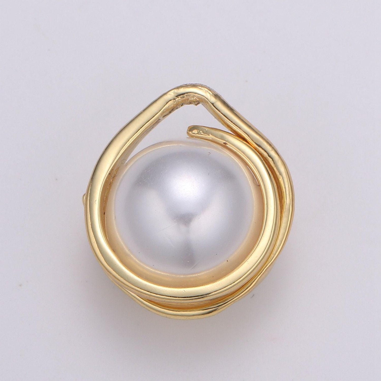 Solitaire pearl round pendant gold charm white pearl diy jewelry necklace making,e223