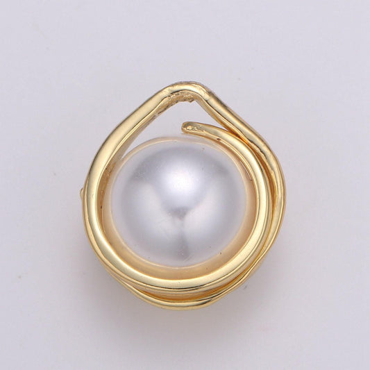 Solitaire pearl round pendant gold charm white pearl diy jewelry necklace making,e223