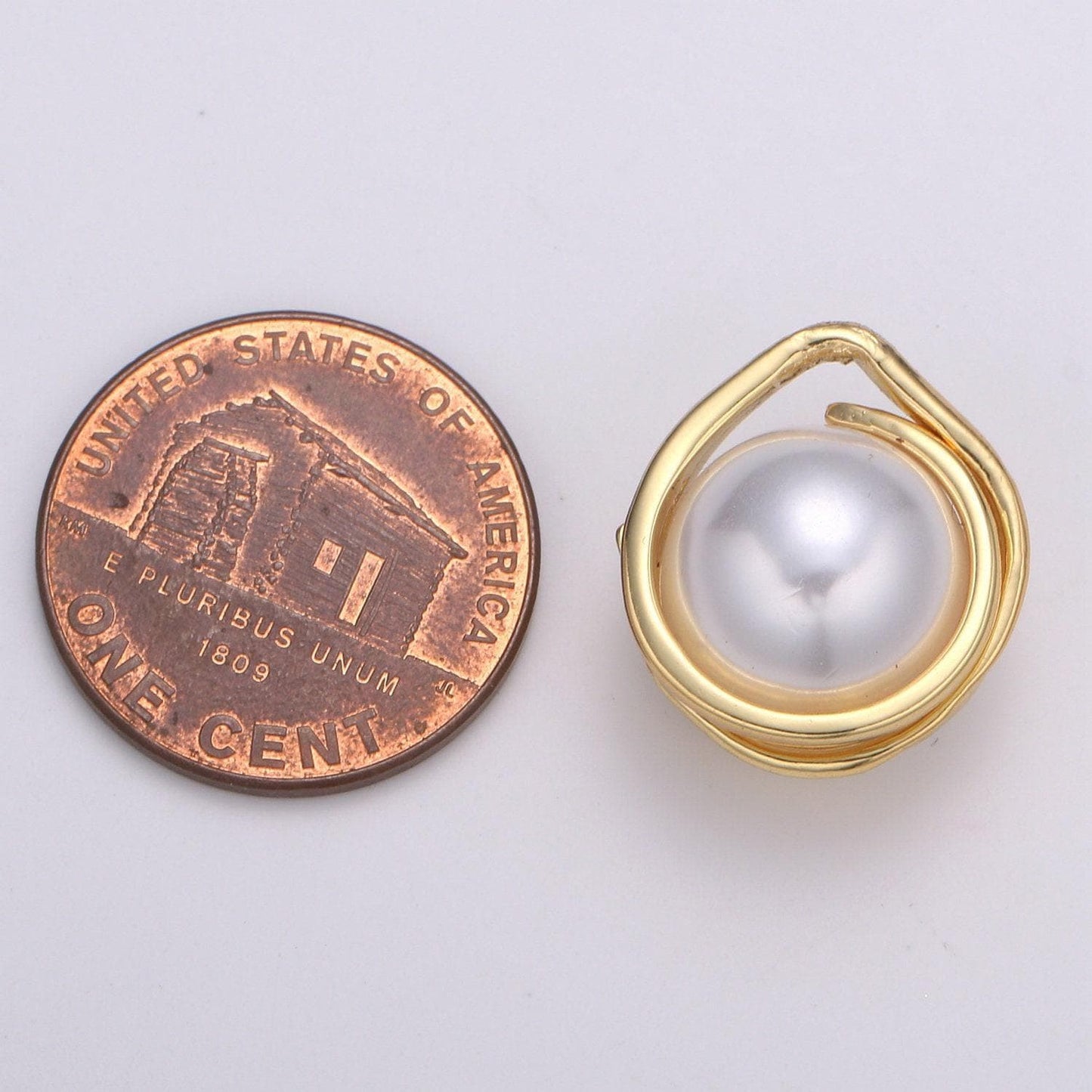 Solitaire pearl round pendant gold charm white pearl diy jewelry necklace making,e223